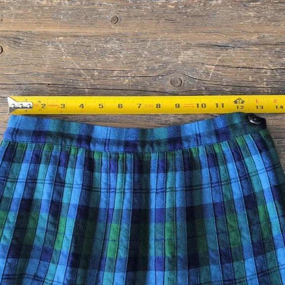 Vintage ALJEAN Canada 100% Wool Plaid Pleated Skirt Fits Size XXS - Picture 13 of 14